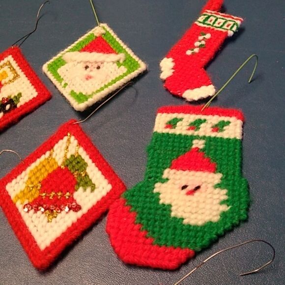 Vintage Counted Cross Stitch Christmas Ornaments Cottagecore Grandmacore - Picture 4 of 9